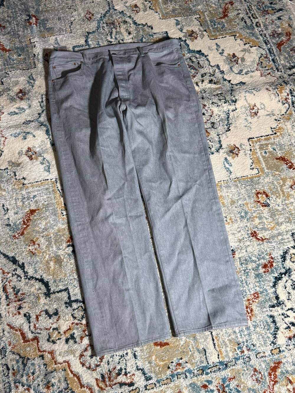 Levi's 501 Original Fit Jeans Mens 44x34 Gray Button Fly Straight Leg Denim - Picture 2 of 14